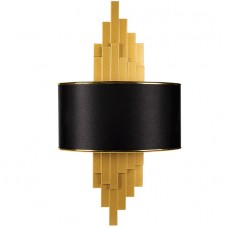 Απλίκα Τοίχου 2xE14 230V με Μαύρο Καπέλο σε Χρυσαφί 955BRETON2W/BL